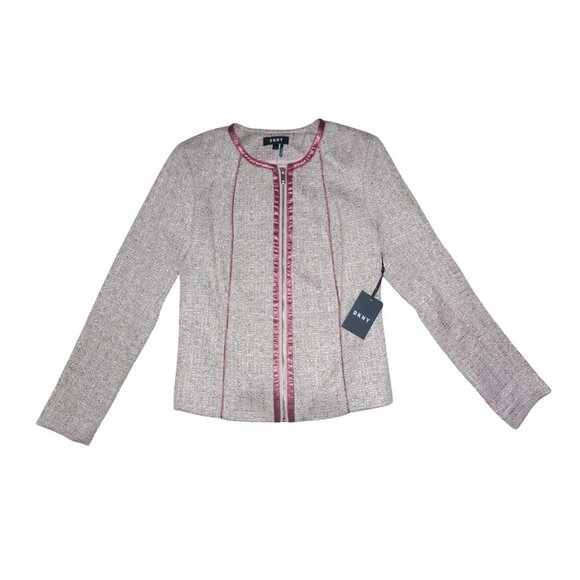 DKNY Women's Tweed Jacket with Pink Trim, Polyester, Size S. NWT. - Picture 7 of 10